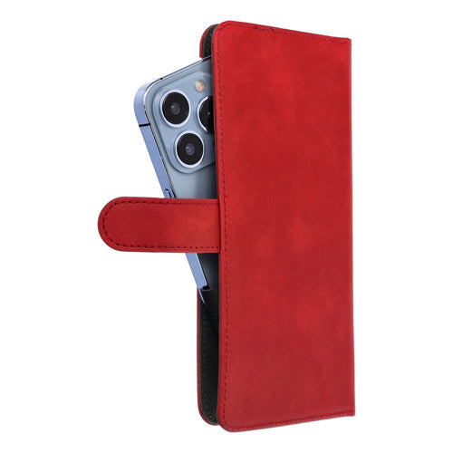 OEM Bookcase für IPHONE 12 / 13 / SAMSUNG S6 / A5 2016 / XCOVER 4 / S22 / HUAWEI P8 2017 | Rundumschutz | Kartenfach - Rot