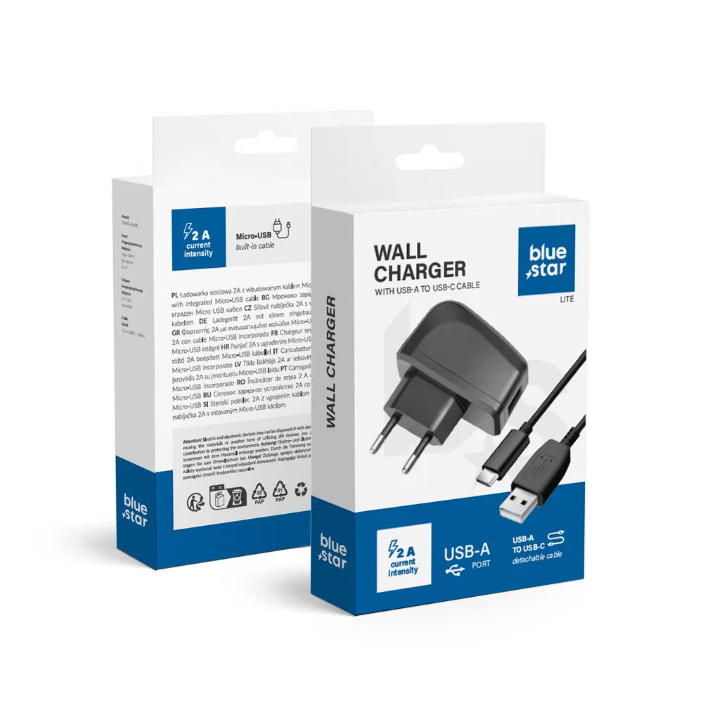 Blue Star Ladegerät inkl. Kabel 2A | Zuverlässig Laden | Kompakt