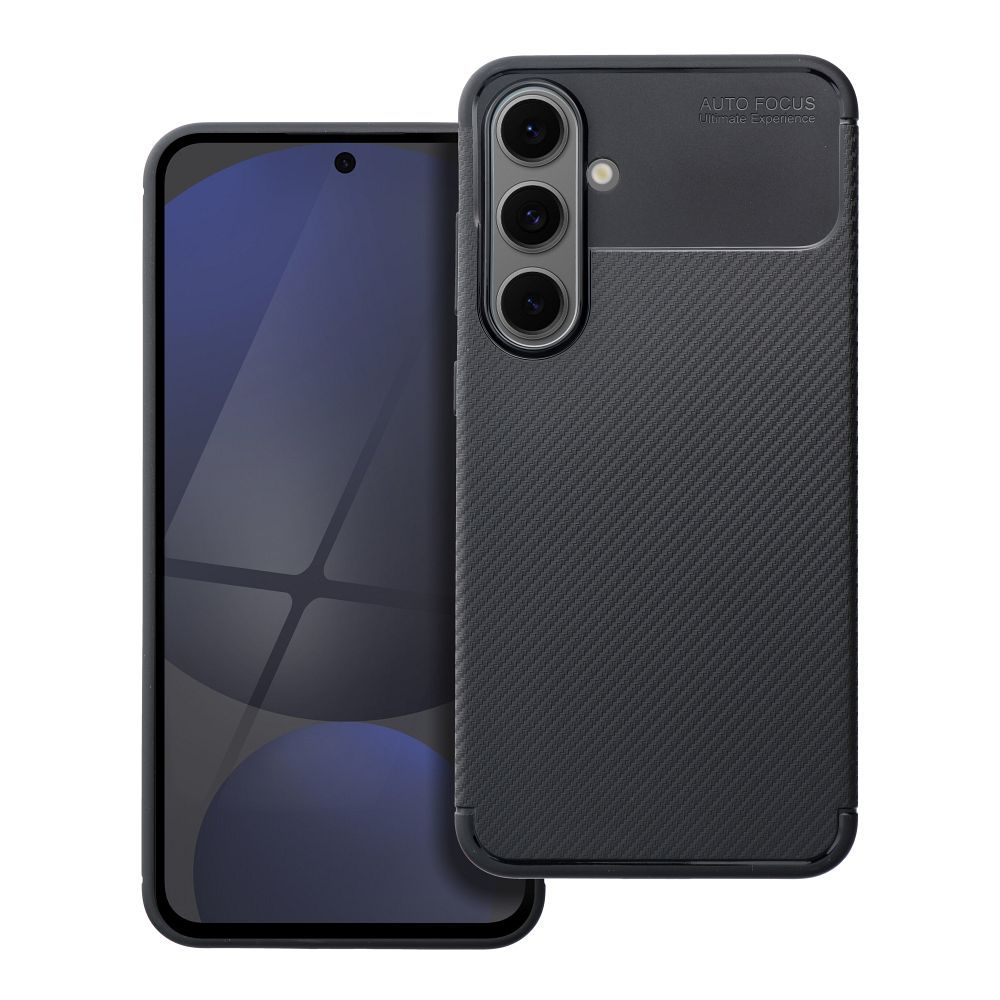 OEM Silikoncase für Samsung S24 FE Carbon Premium | Stoßfest | Slim Design - Schwarz