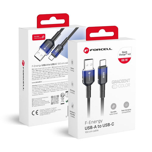 Forcell Ladekabel USB-A auf USB-C 1m 66W | Schnellladen | Robust - 1m
