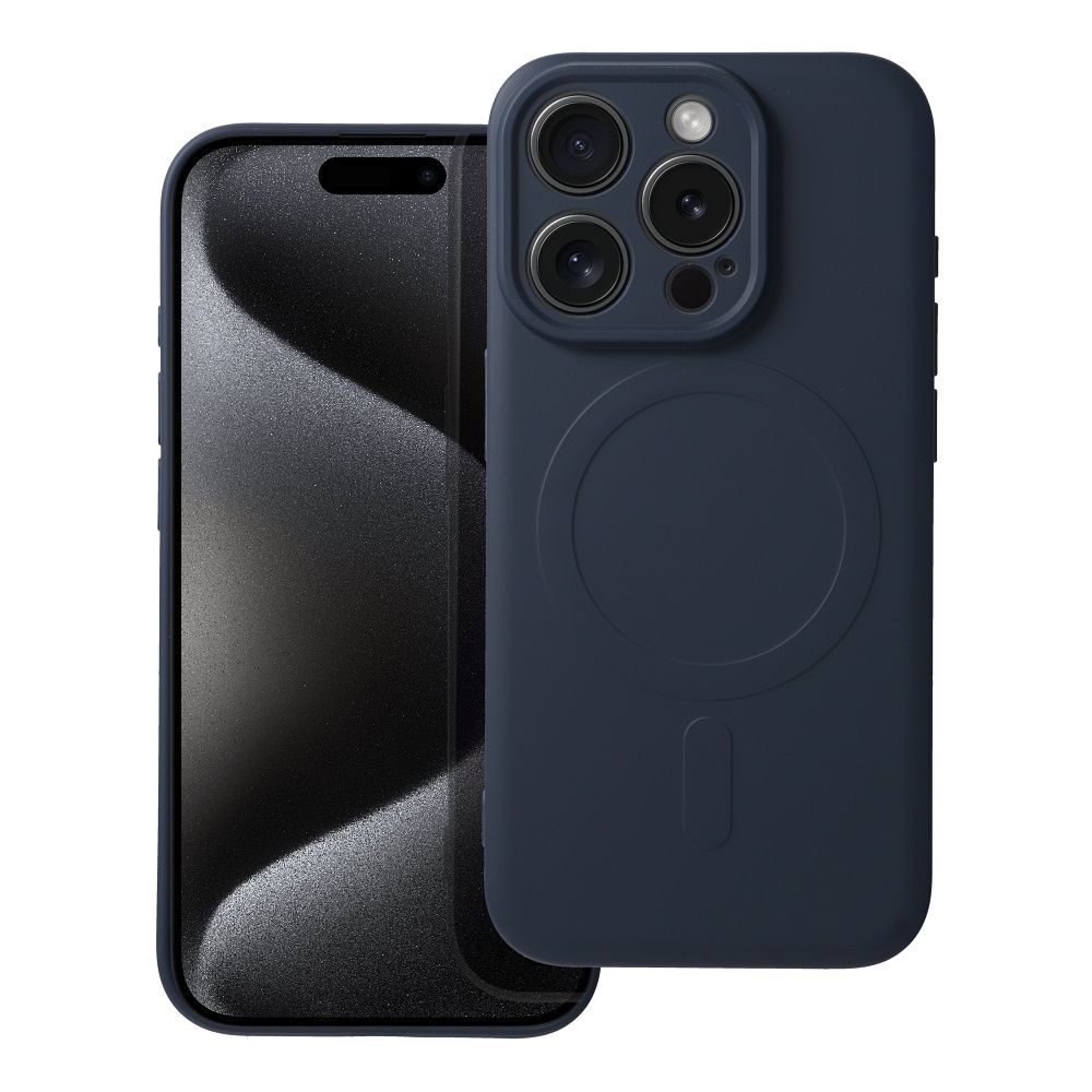 OEM Silikoncase für iPhone 15 PRO Mag compatible with MagSafe titanium | Stoßfest | Slim Design - Blau