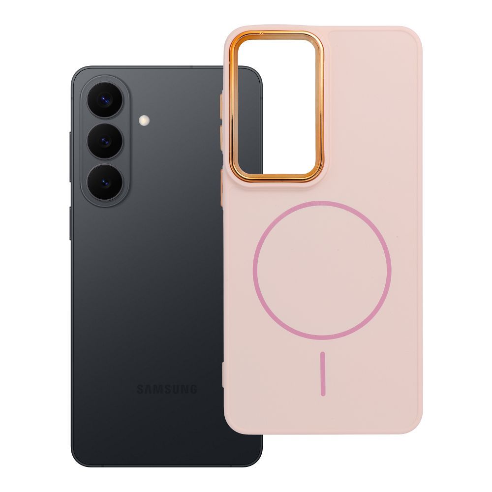 OEM Silikoncase für Samsung S26 PLUS Frame Mag compatible with MagSafe powder | Stoßfest | Slim Design - Rosa