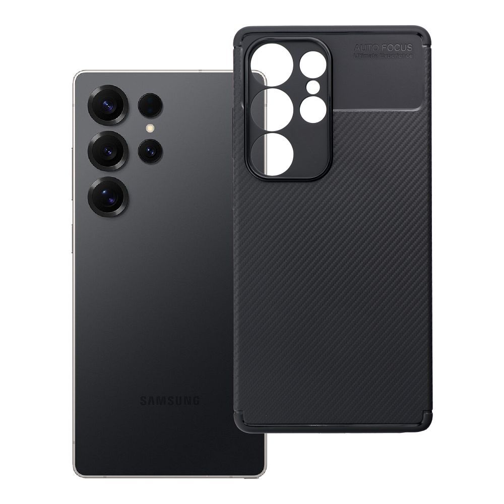 OEM Silikoncase für Samsung S25 ULTRA Carbon Premium | Stoßfest | Slim Design - Schwarz