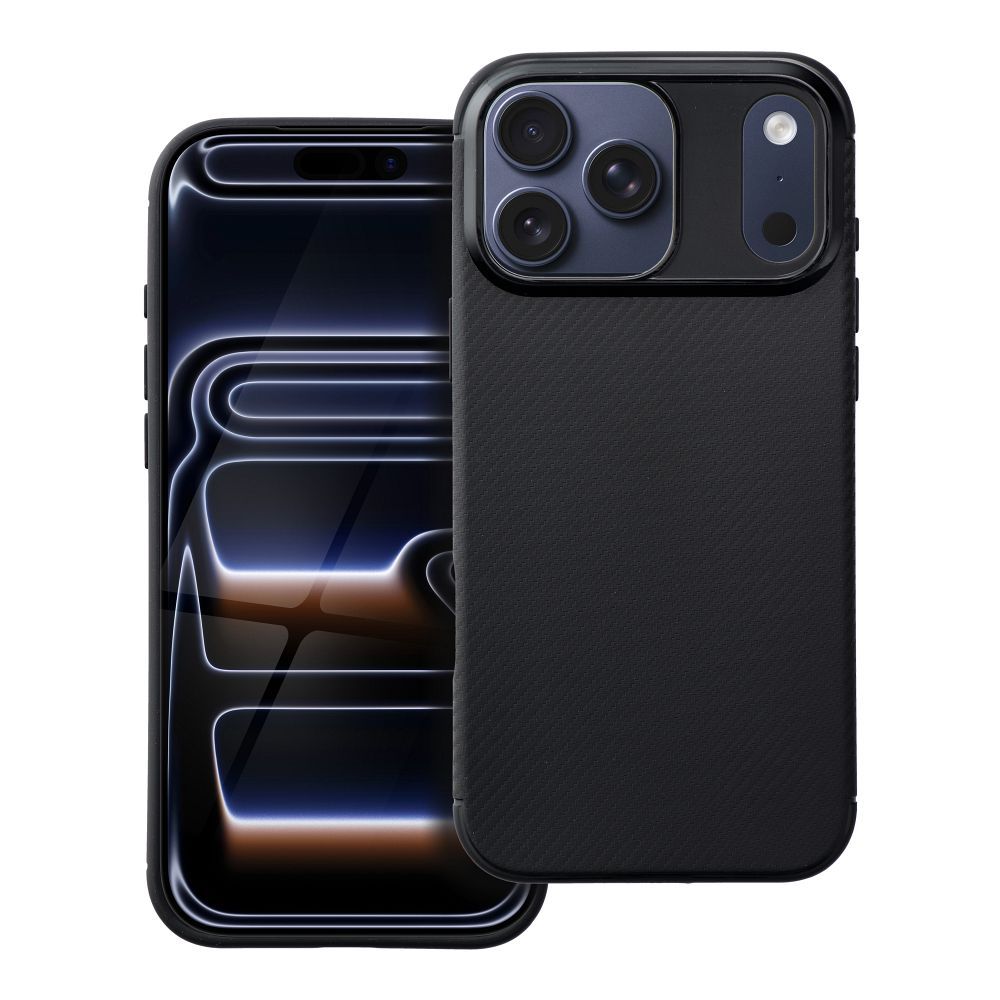 OEM Silikoncase für iPhone 17 PRO MAX Carbon Premium | Stoßfest | Slim Design - Schwarz