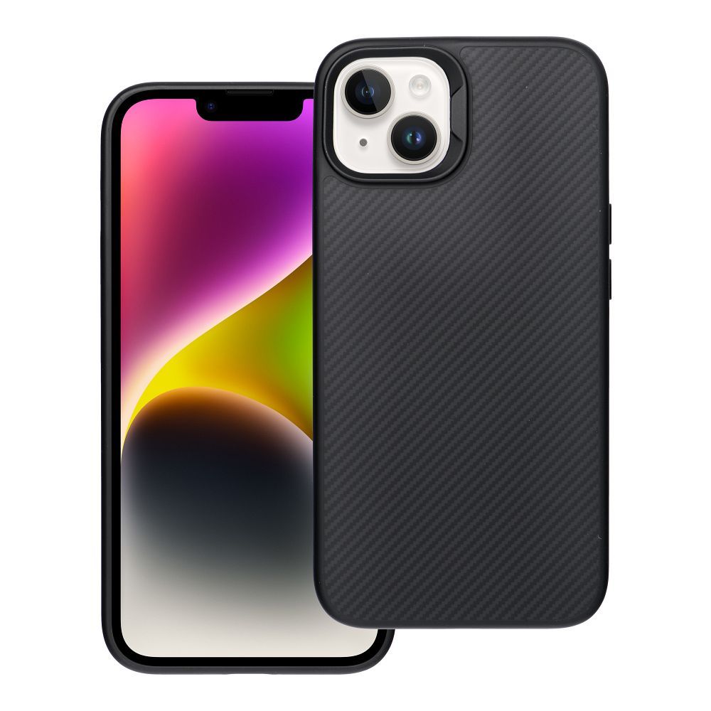 OEM Silikoncase für iPhone 14 Carbon Elite Mag compatible with MagSafe | Stoßfest | Slim Design - Schwarz