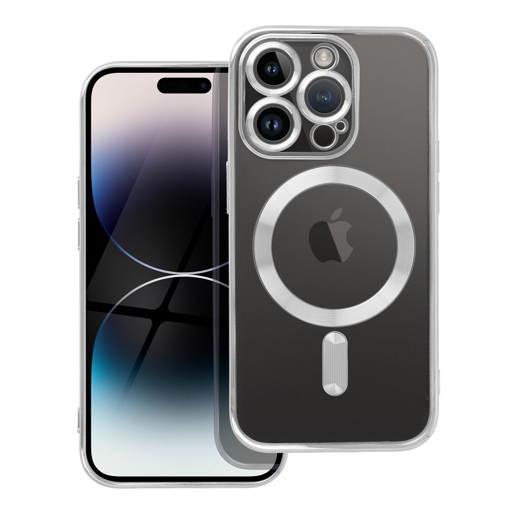 OEM Silikoncase für iPhone 14 PRO Electro Mag compatible with MagSafe | Stoßfest | Slim Design - Silber