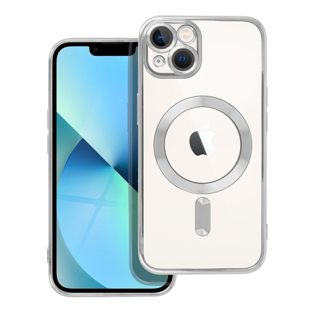 OEM Silikoncase für iPhone 13 Electro Mag compatible with MagSafe | Stoßfest | Slim Design - Silber