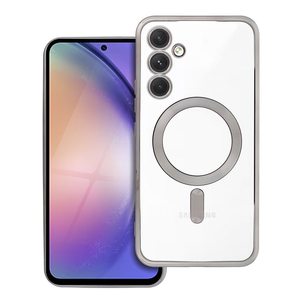 OEM Silikoncase für Samsung A54 Electro Mag compatible with MagSafe titanium | Stoßfest | Slim Design - Grau