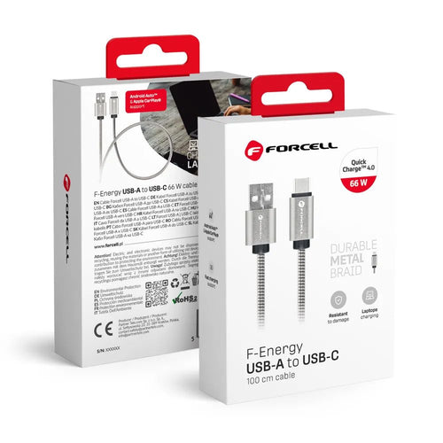 Forcell Ladekabel USB-A auf USB-C 1m 66W | Schnellladen | Robust - 1m