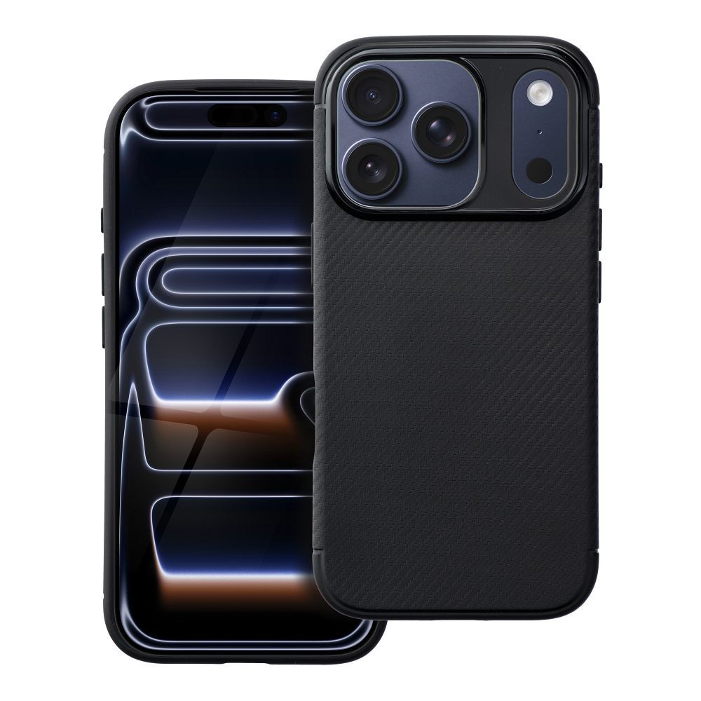 OEM Silikoncase für iPhone 17 PRO Carbon Premium | Stoßfest | Slim Design - Schwarz