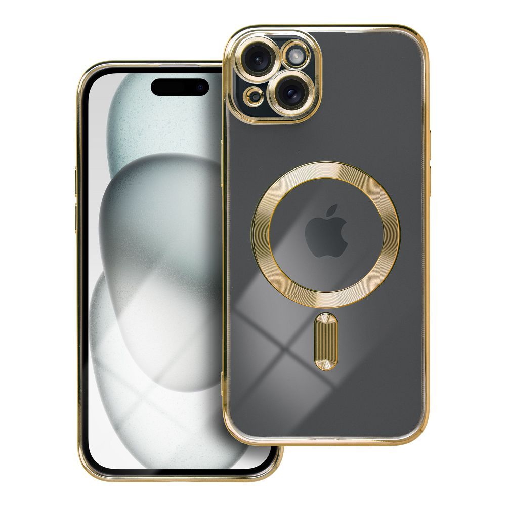 OEM Silikoncase für iPhone 15 PLUS Electro Mag compatible with MagSafe | Stoßfest | Slim Design - Gold