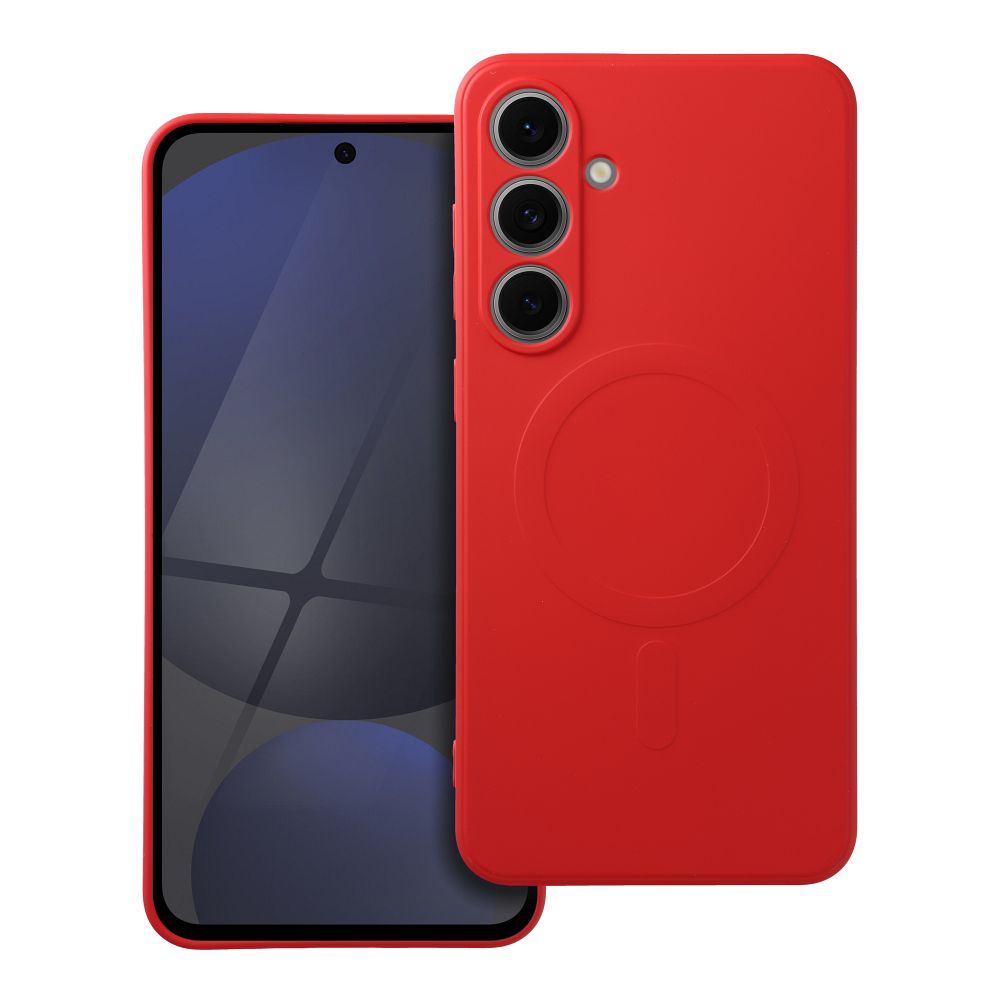 OEM Silikoncase für Samsung S24 FE Mag compatible with MagSafe | Stoßfest | Slim Design - Rot
