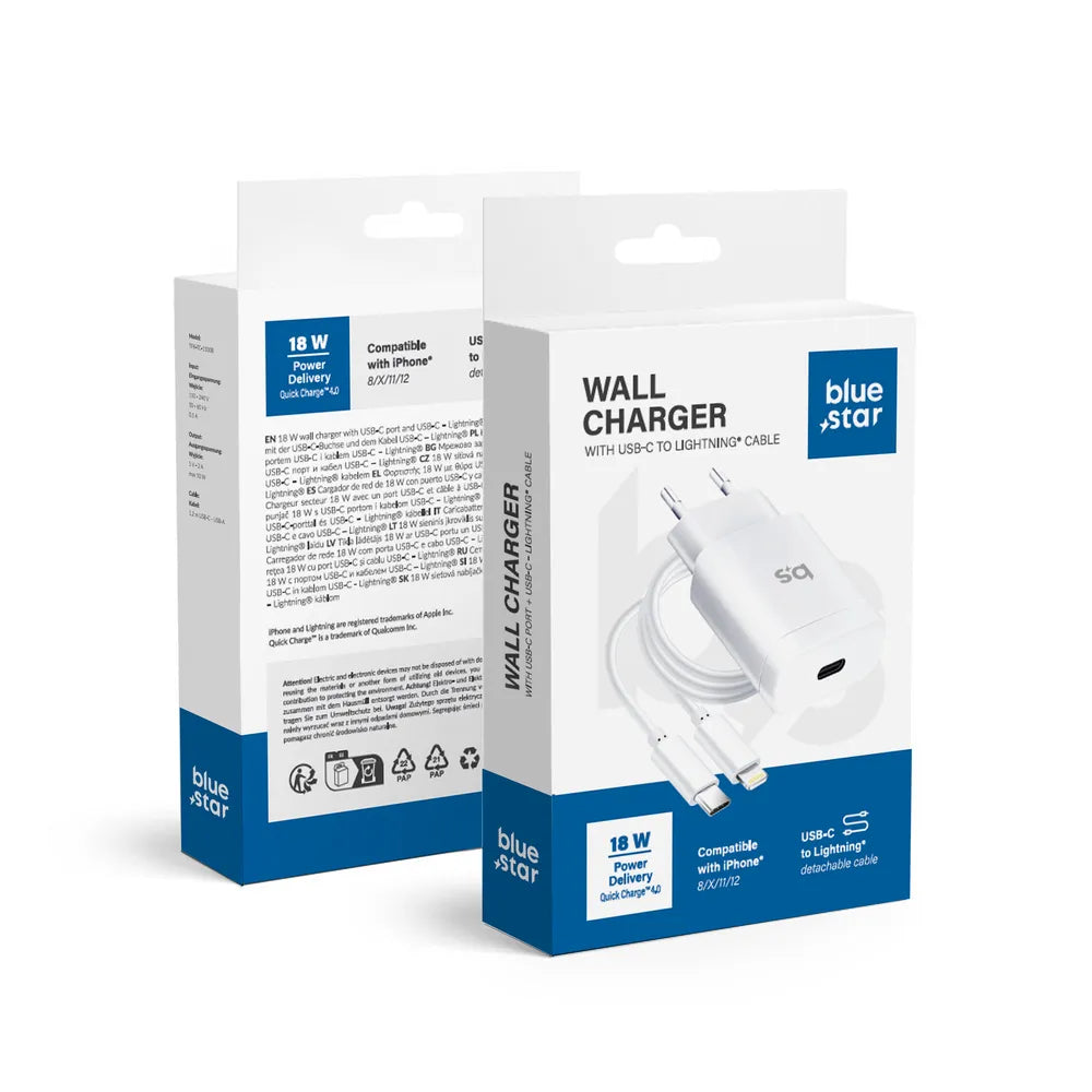 Blue Star Ladegerät inkl Kabel 18W | Schnellladen | Kompakt