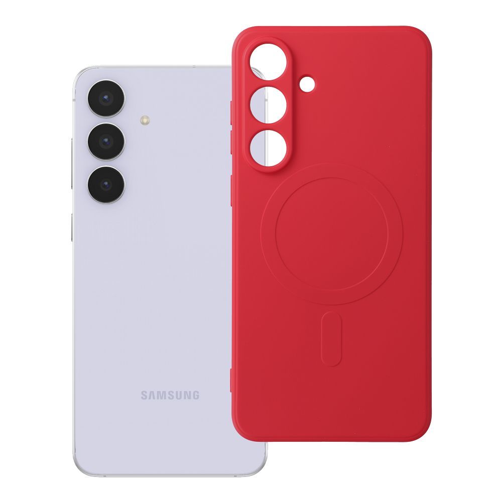 OEM Silikoncase für Samsung S25 FE Mag compatible with MagSafe | Stoßfest | Slim Design - Rot