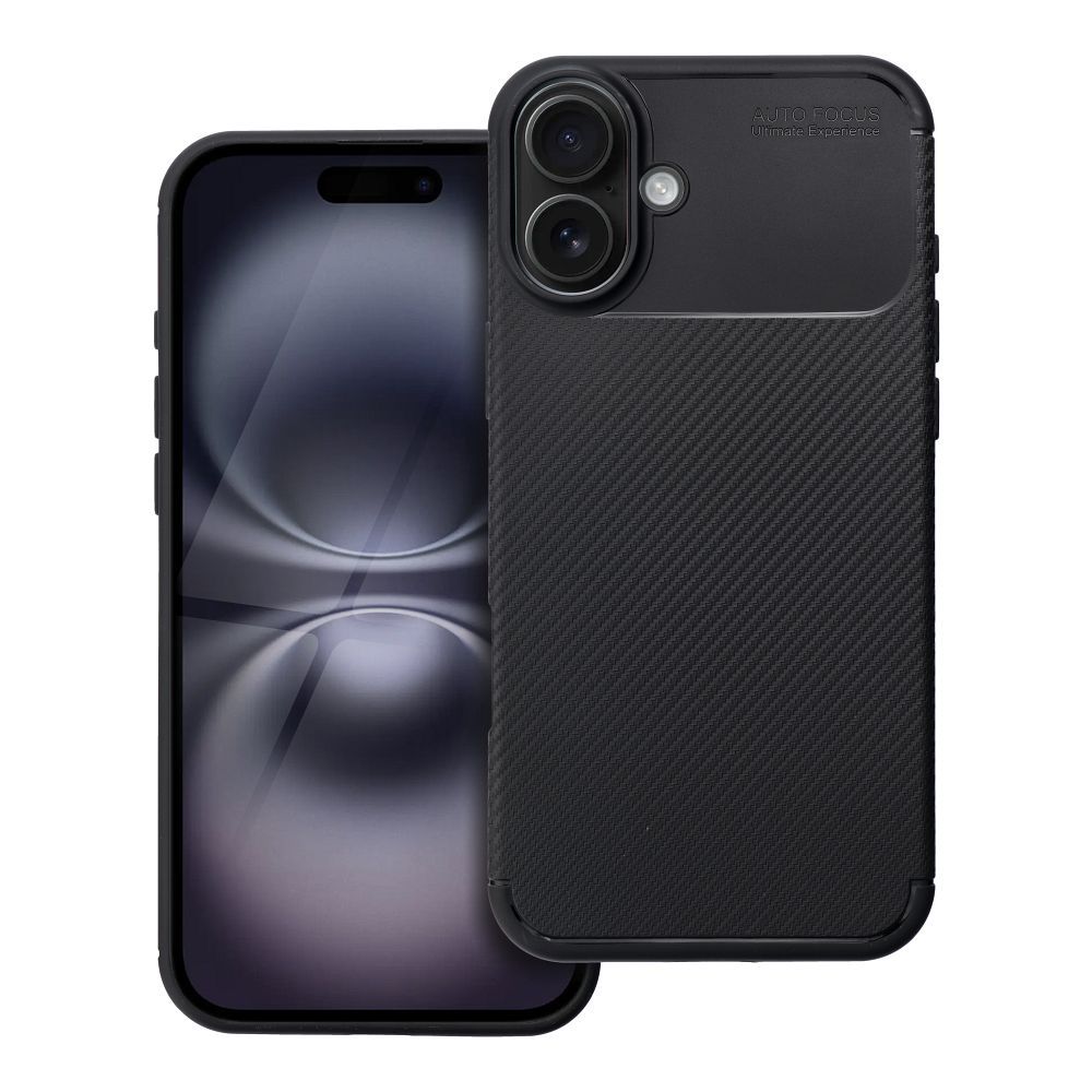 OEM Silikoncase für iPhone 16 PLUS Carbon Premium | Stoßfest | Slim Design - Schwarz