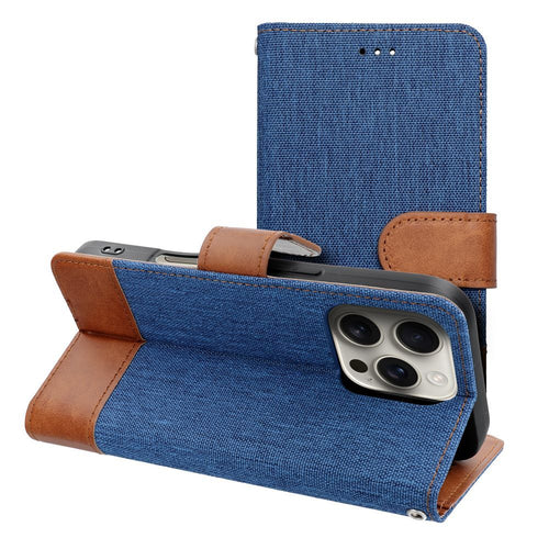 OEM Bookcase für iPhone 16 PRO Jeans | Rundumschutz | Kartenfach - Blau