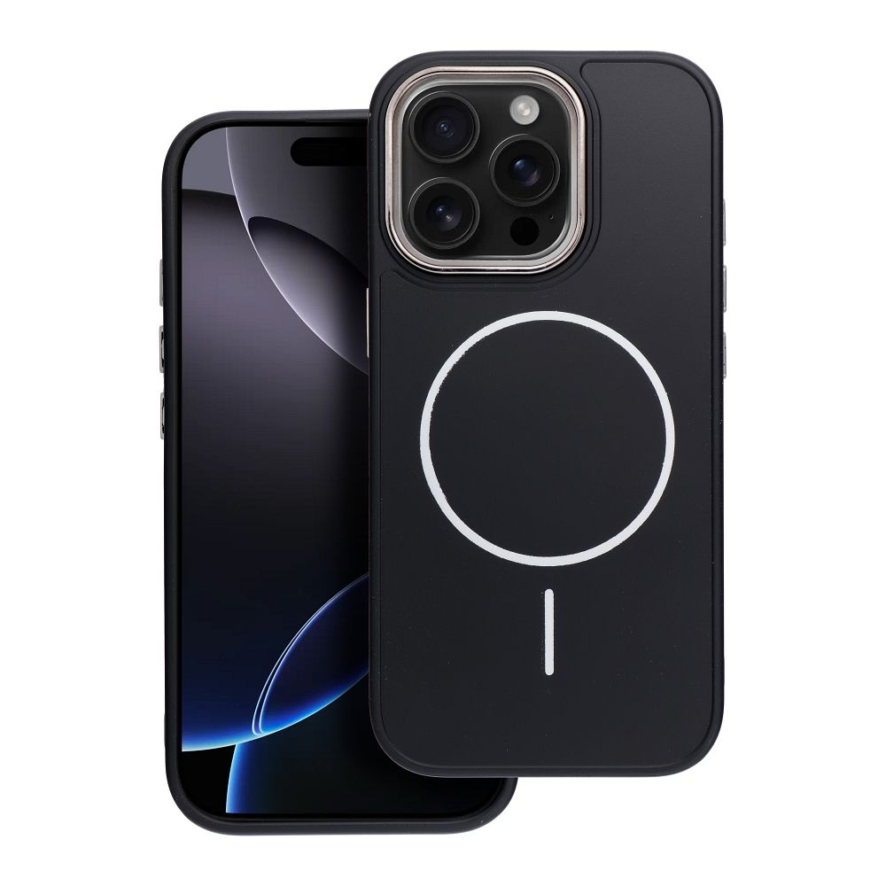 OEM Silikoncase für iPhone 15 PRO Frame Mag compatible with MagSafe | Stoßfest | Slim Design - Schwarz