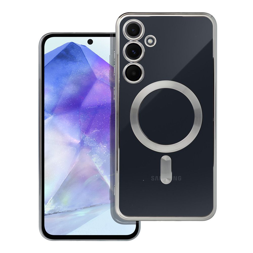 OEM Silikoncase für Samsung A55 Electro Mag compatible with MagSafe | Stoßfest | Slim Design - Silber