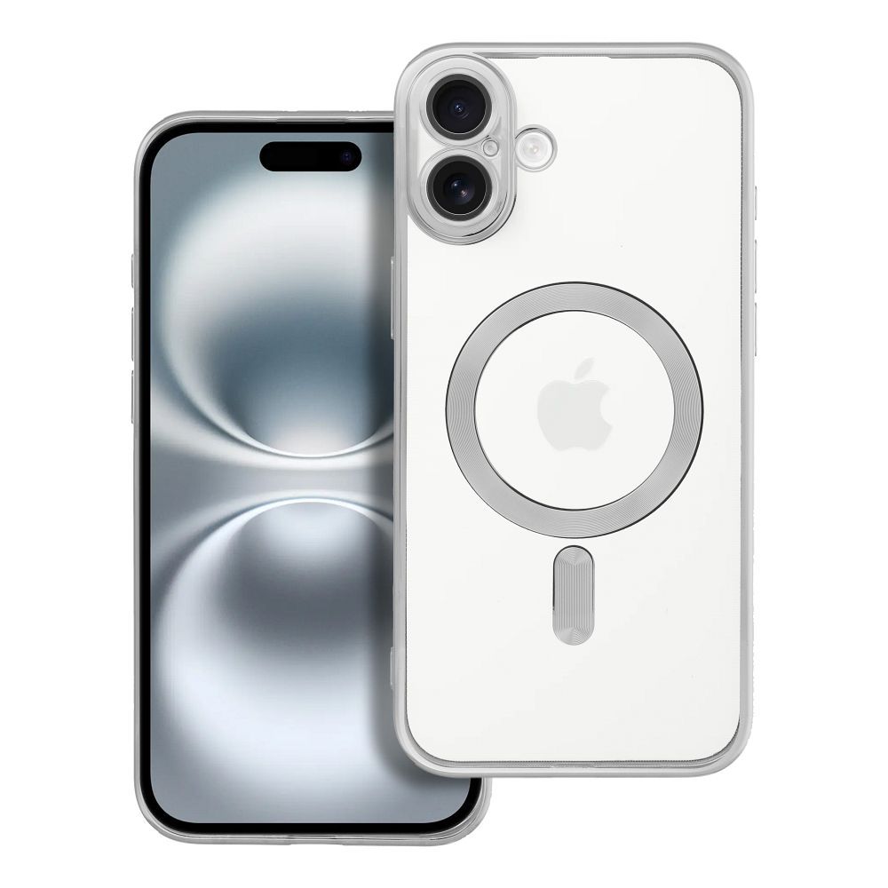 OEM Silikoncase für iPhone 16 PLUS Electro Mag compatible with MagSafe | Stoßfest | Slim Design - Silber