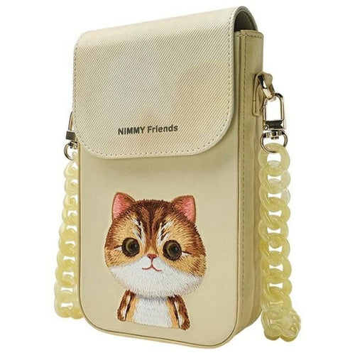 Nimmy Bookcase für NIMMY set 3in1 phone bag + wallet + gps BIG EYED PET 2.0 Cat khaki | Rundumschutz | Kartenfach - Standard
