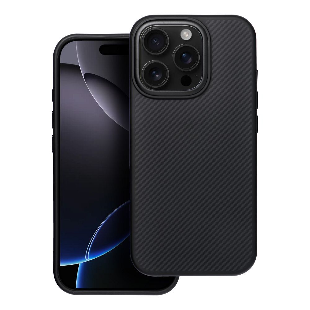 OEM Silikoncase für iPhone 16 PRO Carbon Elite Mag compatible with MagSafe | Stoßfest | Slim Design - Schwarz