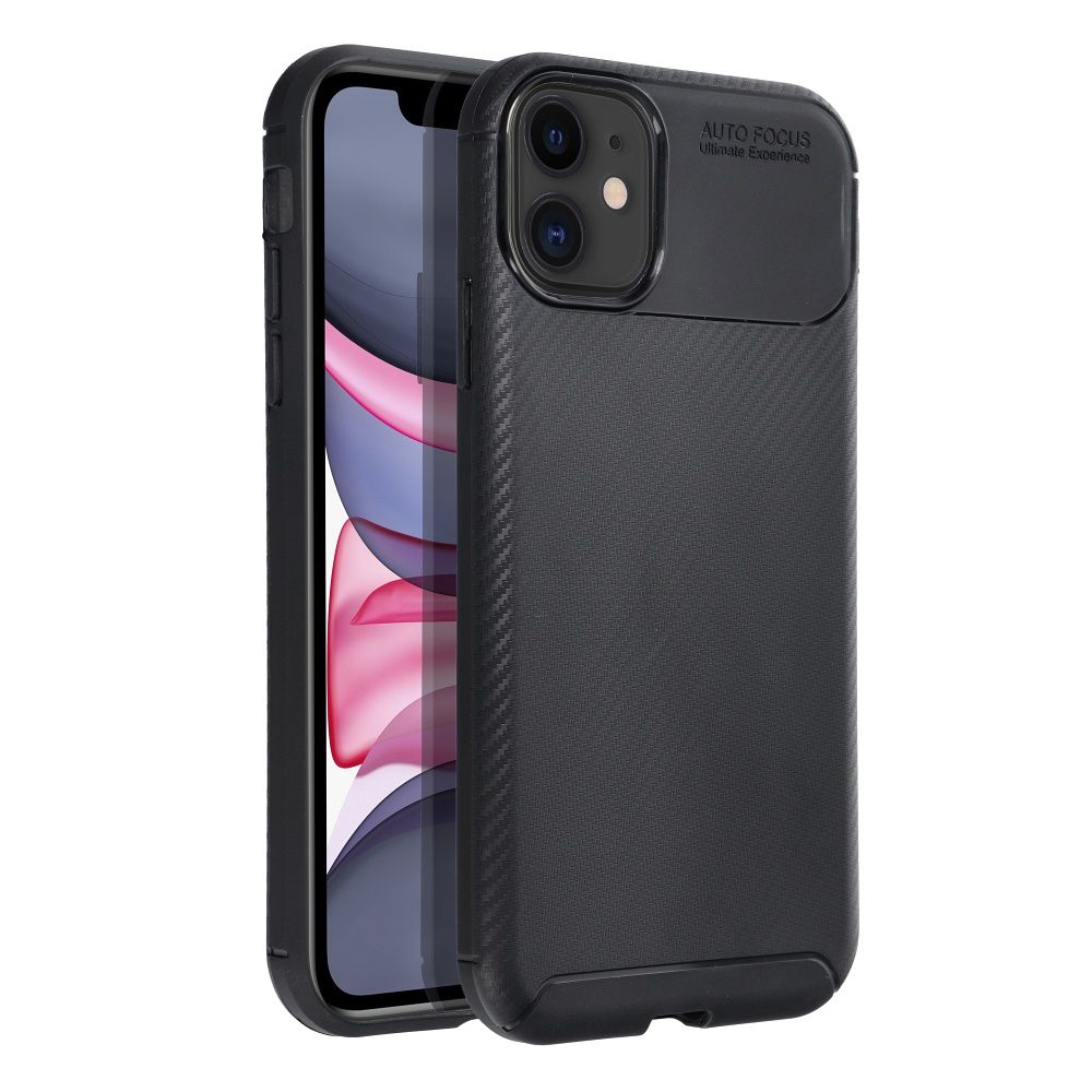 OEM Silikoncase für iPhone 11 Carbon Premium | Stoßfest | Slim Design - Schwarz