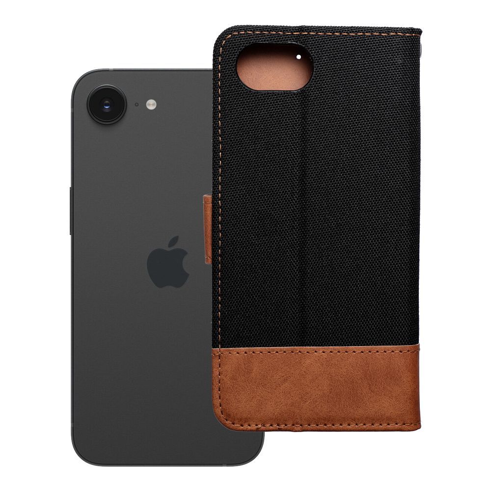 OEM Bookcase für iPhone 16e (SE 4 2025) Jeans | Rundumschutz | Kartenfach - Schwarz
