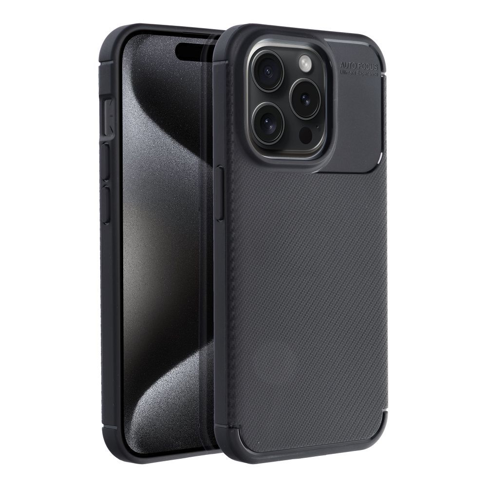 OEM Silikoncase für iPhone 15 PRO Carbon Premium | Stoßfest | Slim Design - Schwarz