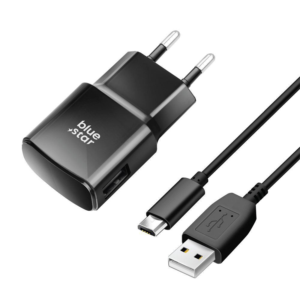 Blue Star Ladeadapter inkl. Kabel Micro-USB 2A | Zuverlässig Laden | Robust | Art.-7753