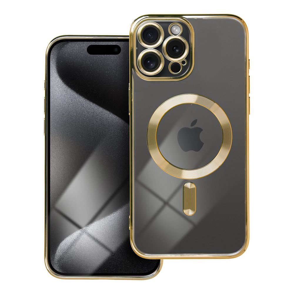 OEM Silikoncase für iPhone 15 PRO MAX Electro Mag compatible with MagSafe | Stoßfest | Slim Design - Gold
