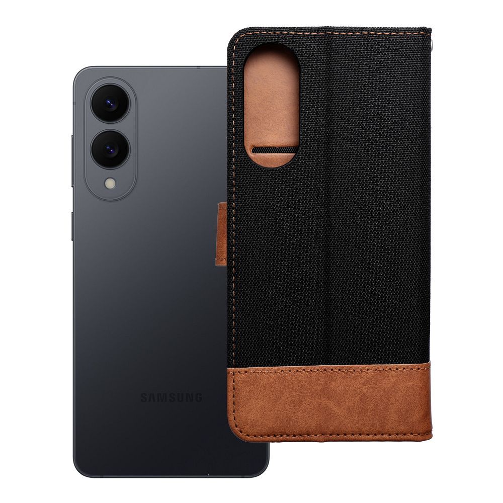 OEM Bookcase für Samsung S25 Edge Jeans | Rundumschutz | Kartenfach - Schwarz