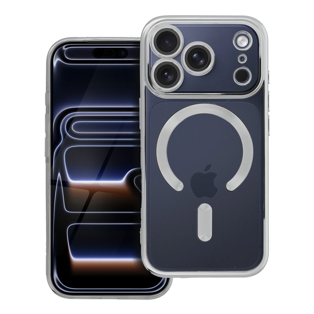 OEM Silikoncase für iPhone 17 PRO Electro Mag compatible with MagSafe | Stoßfest | Slim Design - Silber