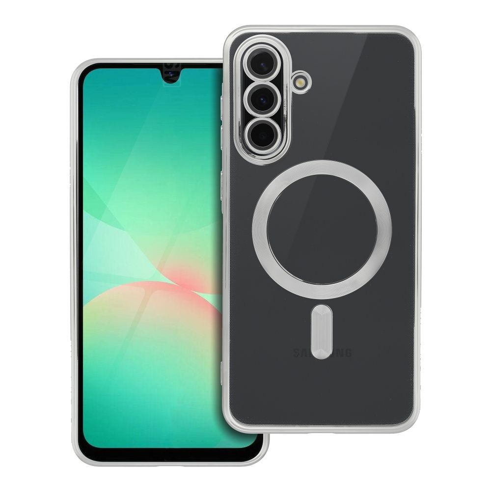 OEM Silikoncase für Samsung A56 Electro Mag compatible with MagSafe | Stoßfest | Slim Design - Silber