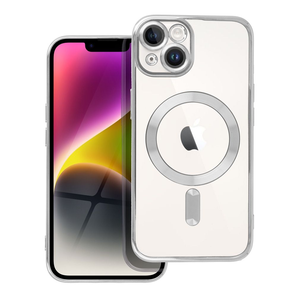 OEM Silikoncase für iPhone 14 Electro Mag compatible with MagSafe | Stoßfest | Slim Design - Silber