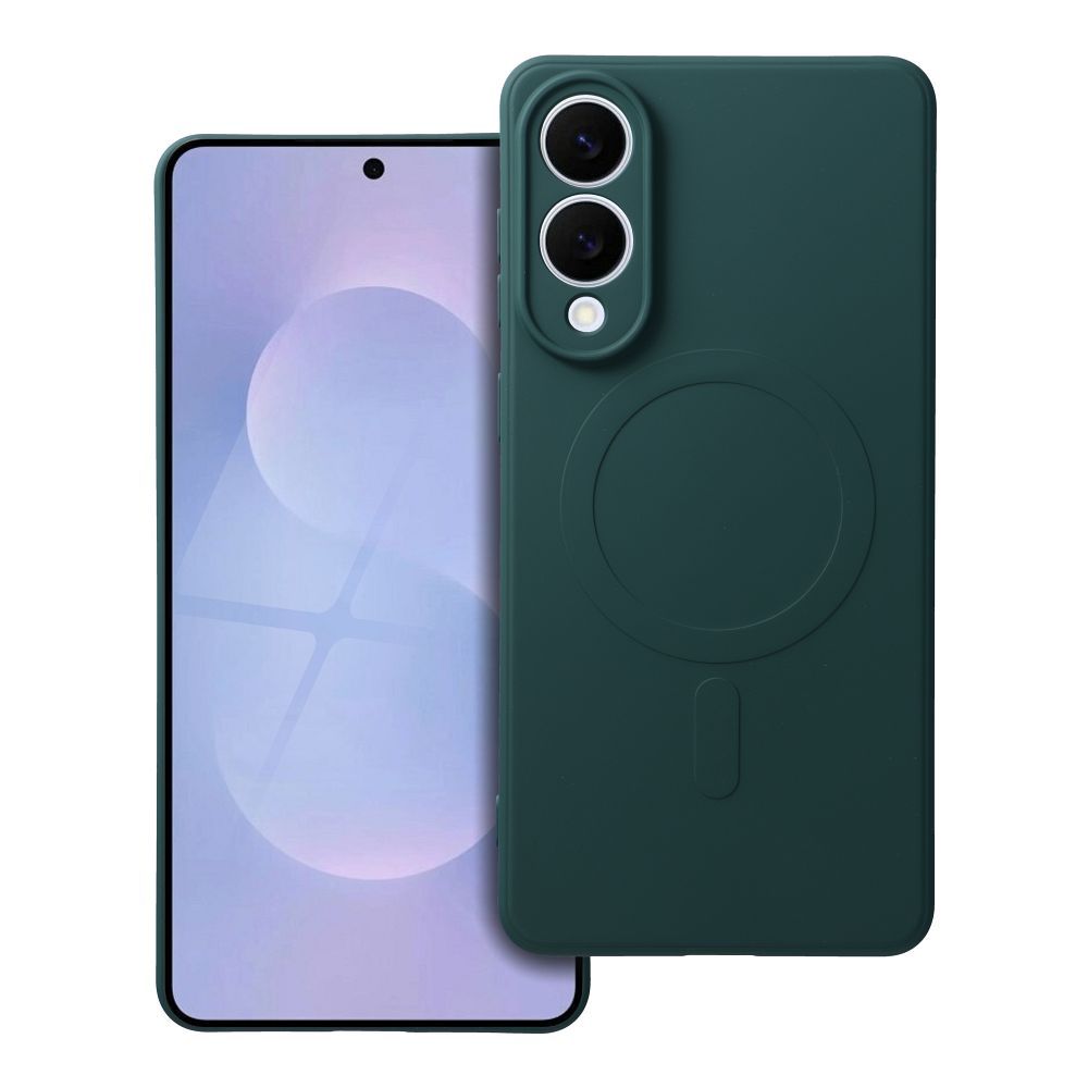 OEM Silikoncase für Samsung S25 EDGE Mag compatible with MagSafe dark | Stoßfest | Slim Design - Grün