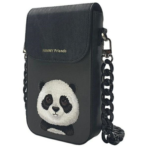 Nimmy Bookcase für NIMMY set 3in1 phone bag + wallet + gps BIG EYED PET 2.0 Panda | Rundumschutz | Kartenfach - Schwarz