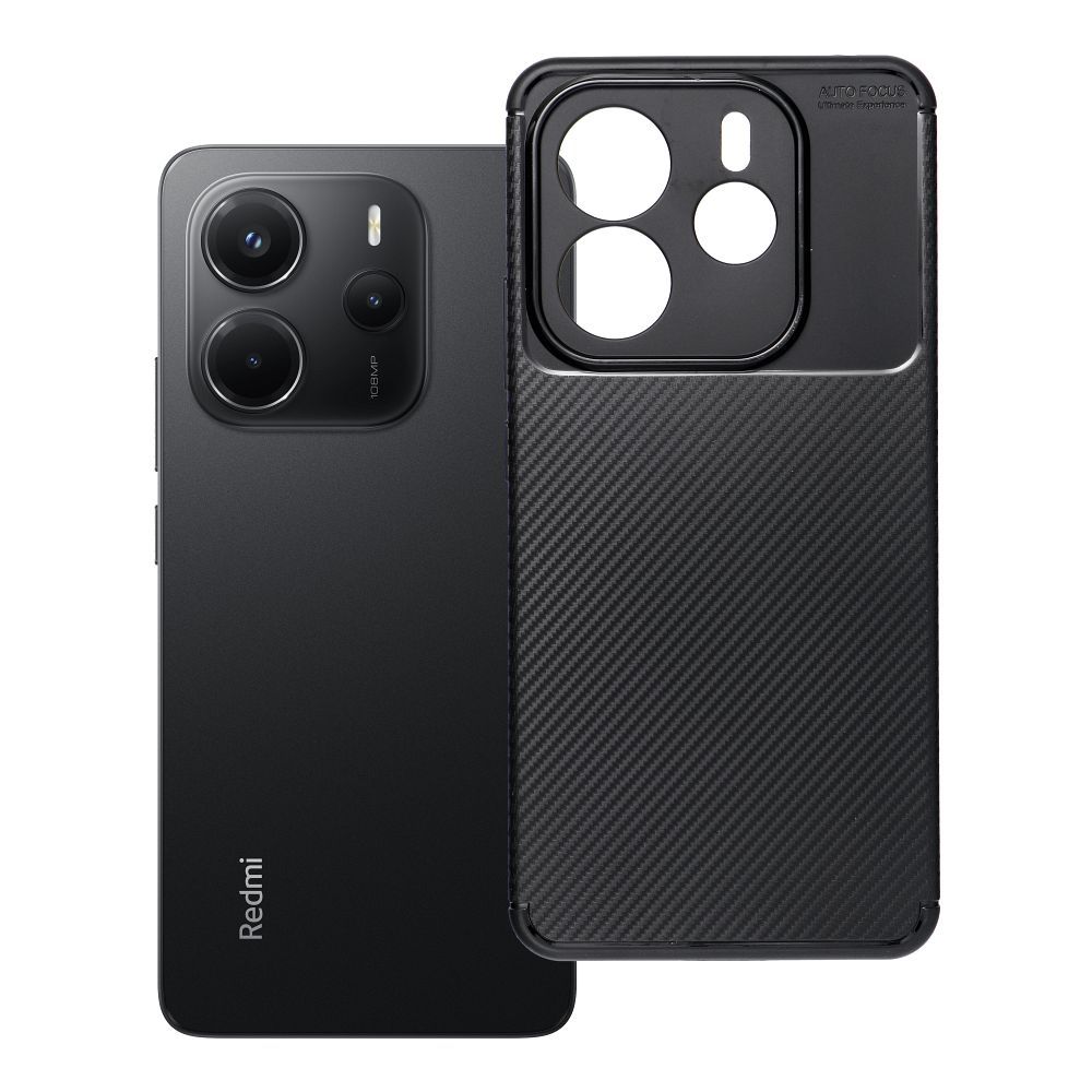 OEM Silikoncase für Xiaomi Redmi Note 14 5G Carbon Premium | Stoßfest | Slim Design - Schwarz
