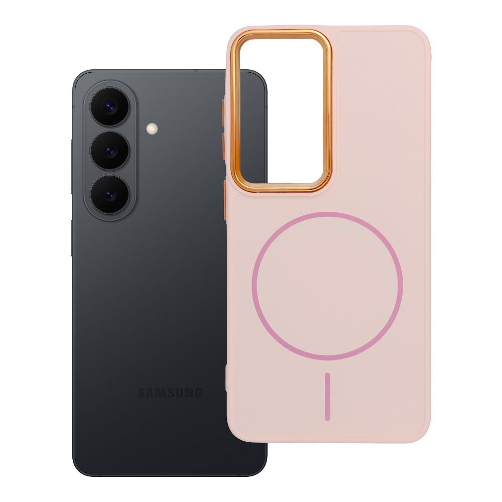 OEM Silikoncase für Samsung S26 Frame Mag compatible with MagSafe powder | Stoßfest | Slim Design - Rosa