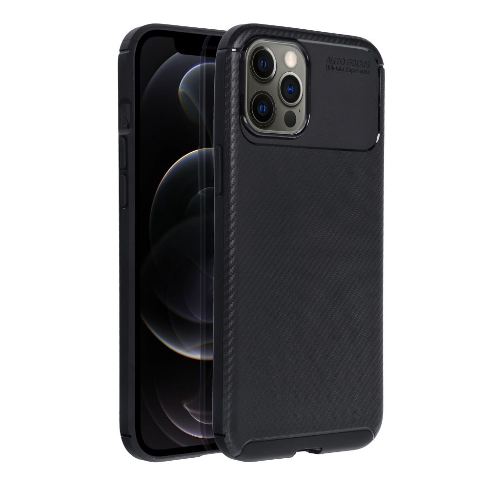OEM Silikoncase für iPhone 12 PRO MAX Carbon Premium | Stoßfest | Slim Design - Schwarz