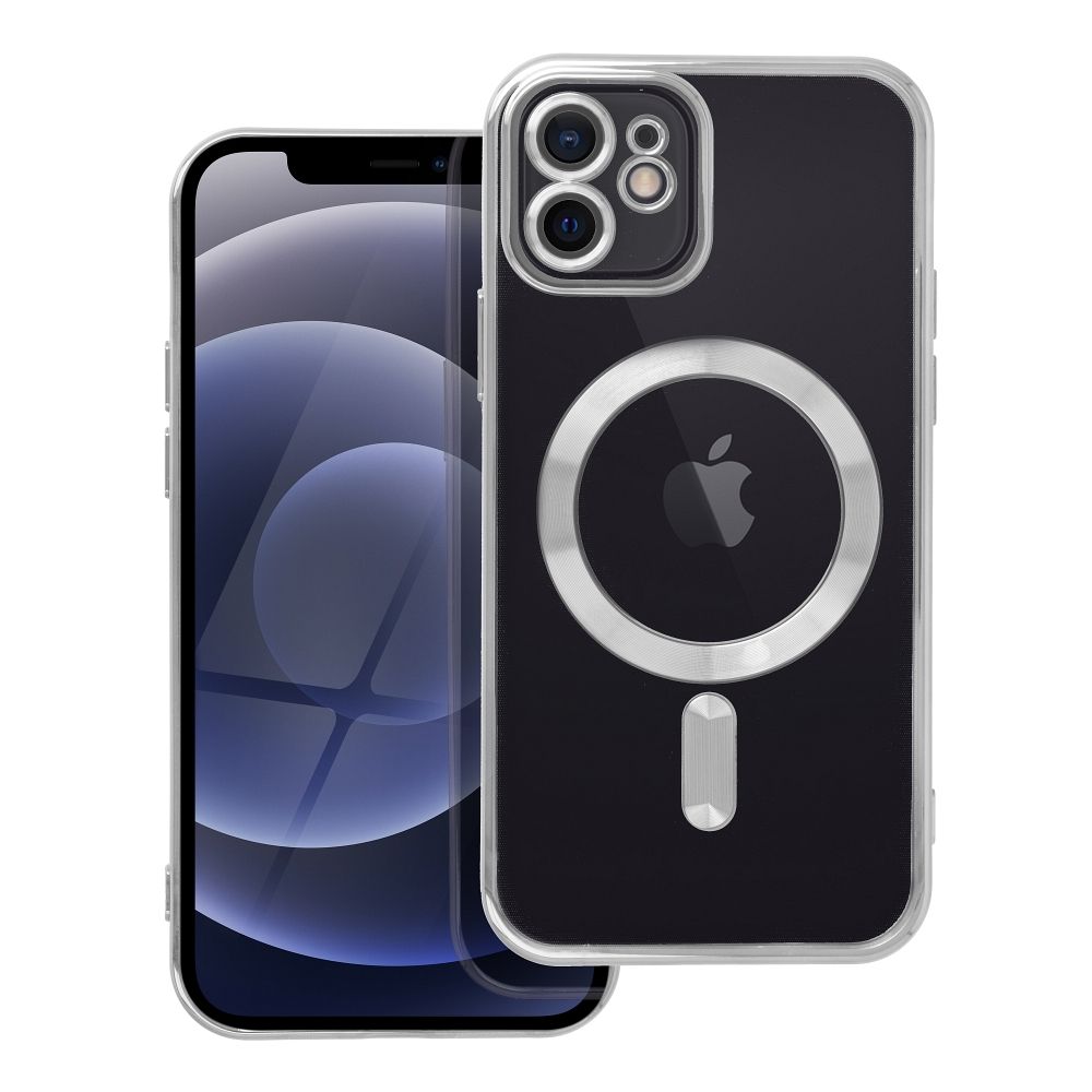 OEM Silikoncase für iPhone 12 Electro Mag compatible with MagSafe | Stoßfest | Slim Design - Silber