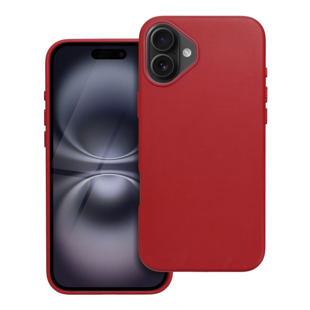 OEM Silikoncase für iPhone 16 PLUS Leather Mag compatible with MagSafe | Stoßfest | Slim Design - Rot