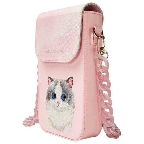 Nimmy Bookcase für NIMMY set 3in1 phone bag + wallet + gps BIG EYED PET 2.0 Cat | Rundumschutz | Kartenfach - Rosa