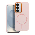 OEM Silikoncase für Samsung S25 PLUS Frame Mag compatible with MagSafe powder | Stoßfest | Slim Design - Rosa
