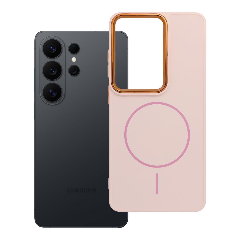 OEM Silikoncase für Samsung S26 ULTRA Frame Mag compatible with MagSafe powder | Stoßfest | Slim Design - Rosa