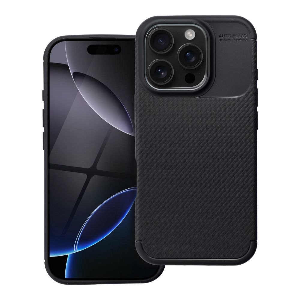 OEM Silikoncase für iPhone 16 PRO Carbon Premium | Stoßfest | Slim Design - Schwarz
