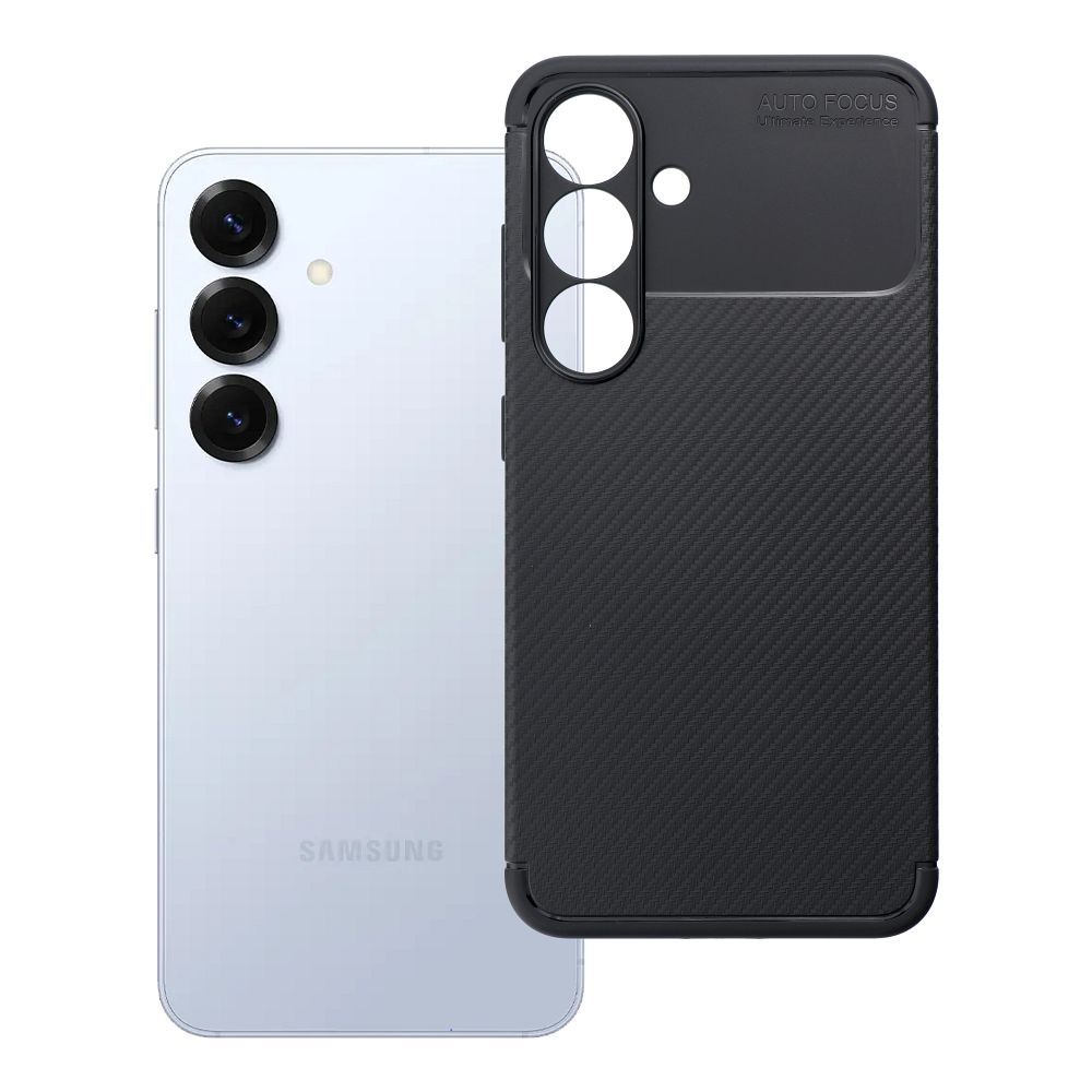 OEM Silikoncase für Samsung S25 Carbon Premium | Stoßfest | Slim Design - Schwarz