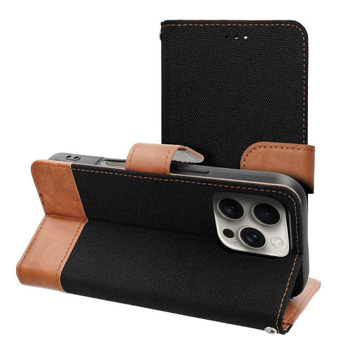 OEM Bookcase für iPhone 16 PLUS Jeans | Rundumschutz | Kartenfach - Schwarz