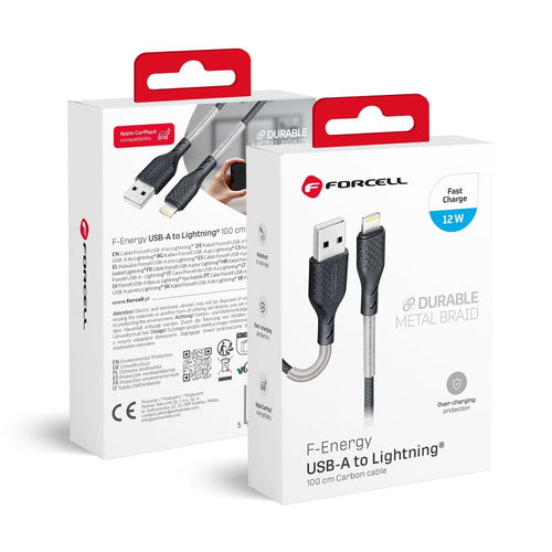 Forcell Ladekabel USB-A auf Lightning 1m 12W | Schnellladen | Robust - 1m