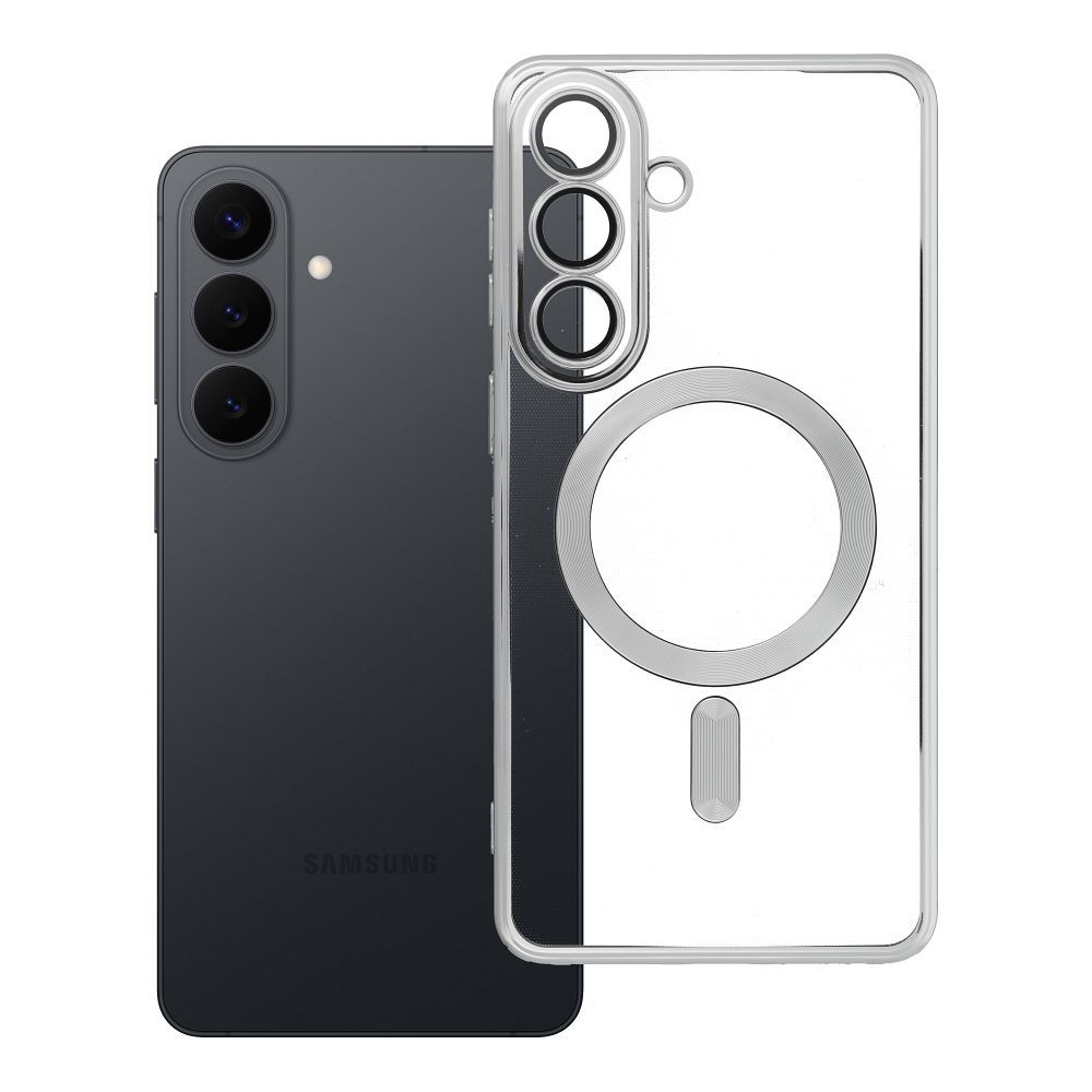 OEM Silikoncase für Samsung S26 PLUS Electro Mag compatible with MagSafe | Stoßfest | Slim Design - Silber