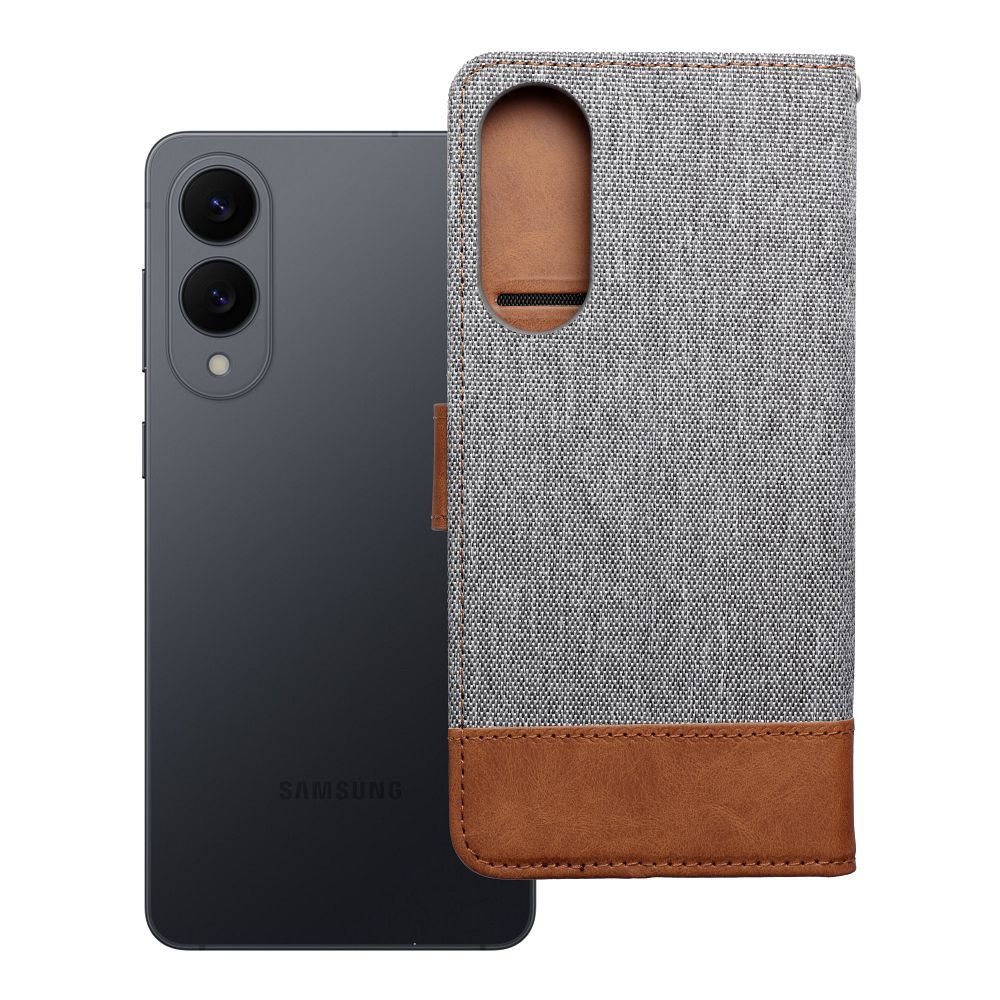 OEM Bookcase für Samsung S25 Edge Jeans | Rundumschutz | Kartenfach - Grau